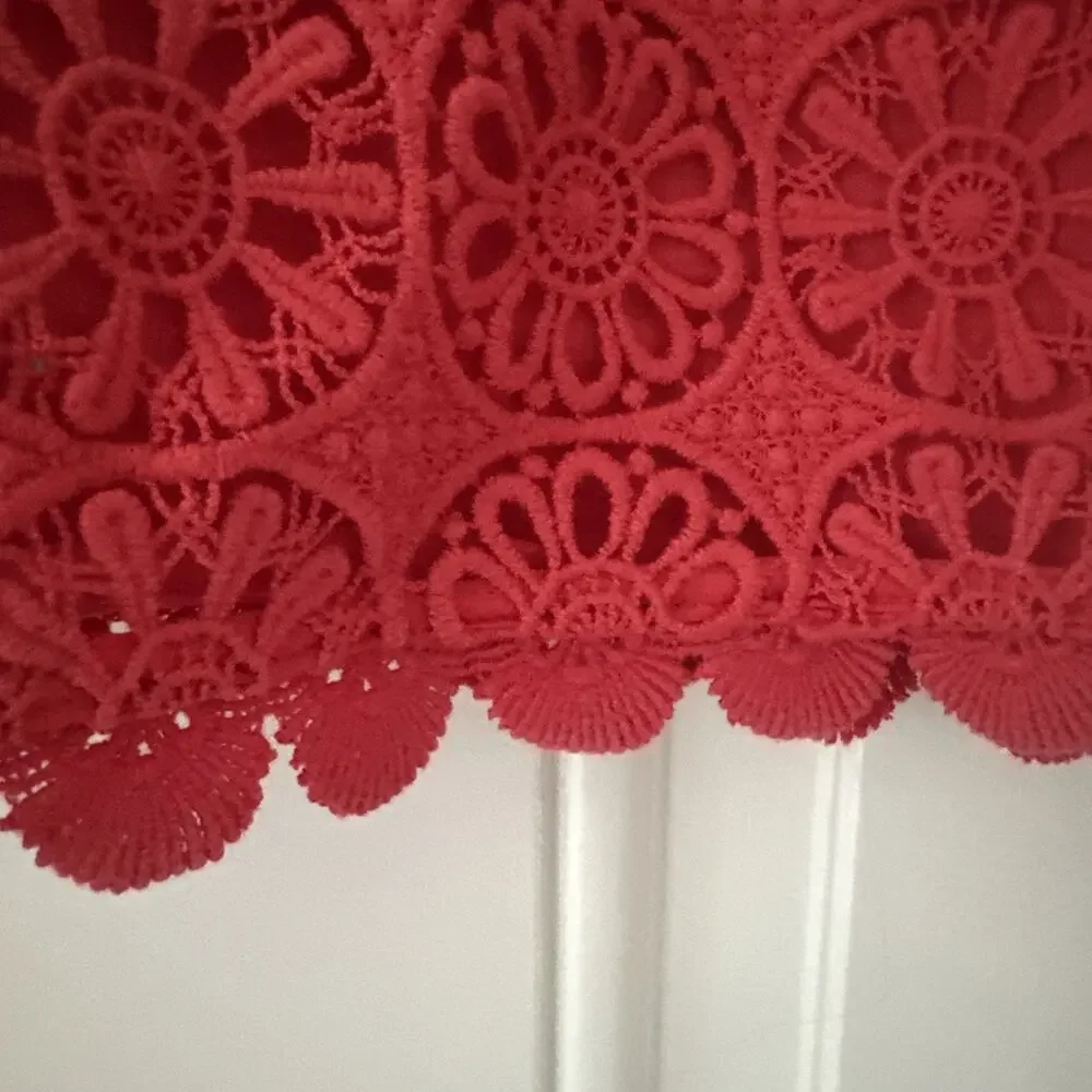 Boden Women's Crochet Lace Eyelet Blouse Tunic Shirt 3/4‎ Sleeve 12 Coral Pink